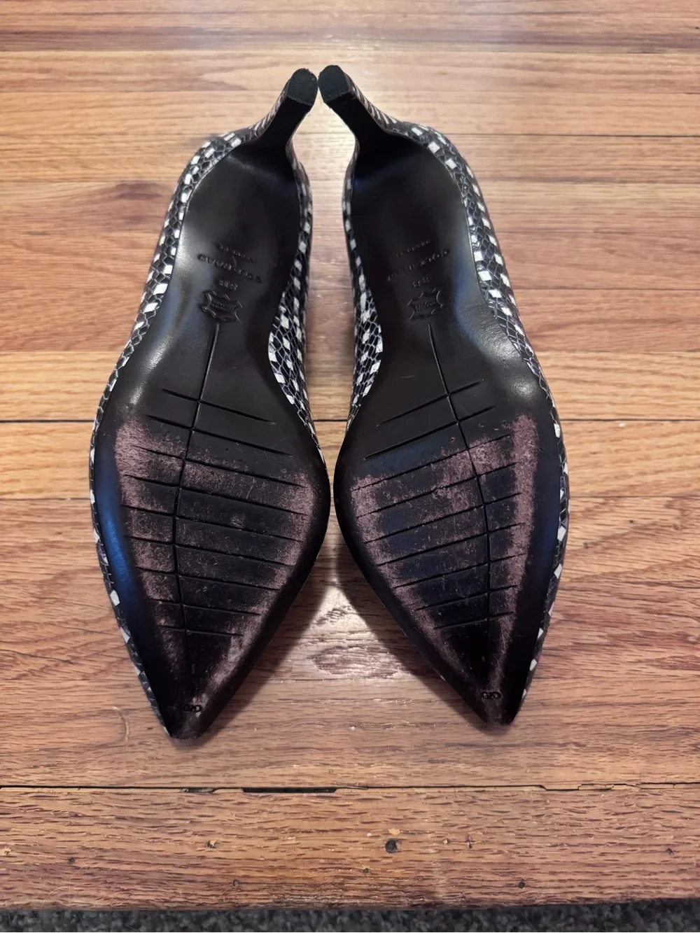 Cole Haan Eliza Black and White Geometric Pointed-Toe Pumps